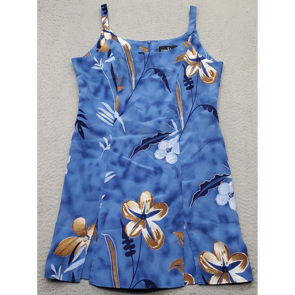 John Roberts Romper Womens Petite 10P Multi Floral Sleeveless Side Slit Back Zip